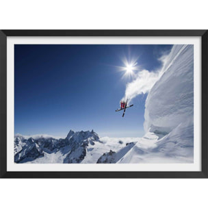 Poster mute grab ski Affiche + cadre en bois - Noir