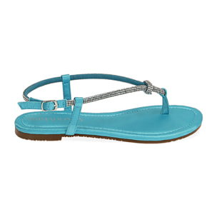 Sandalias planas de raso azul claro