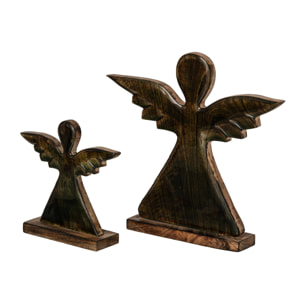 J-Line Ange sur base brillant - bois de manguier - vert/naturel - large