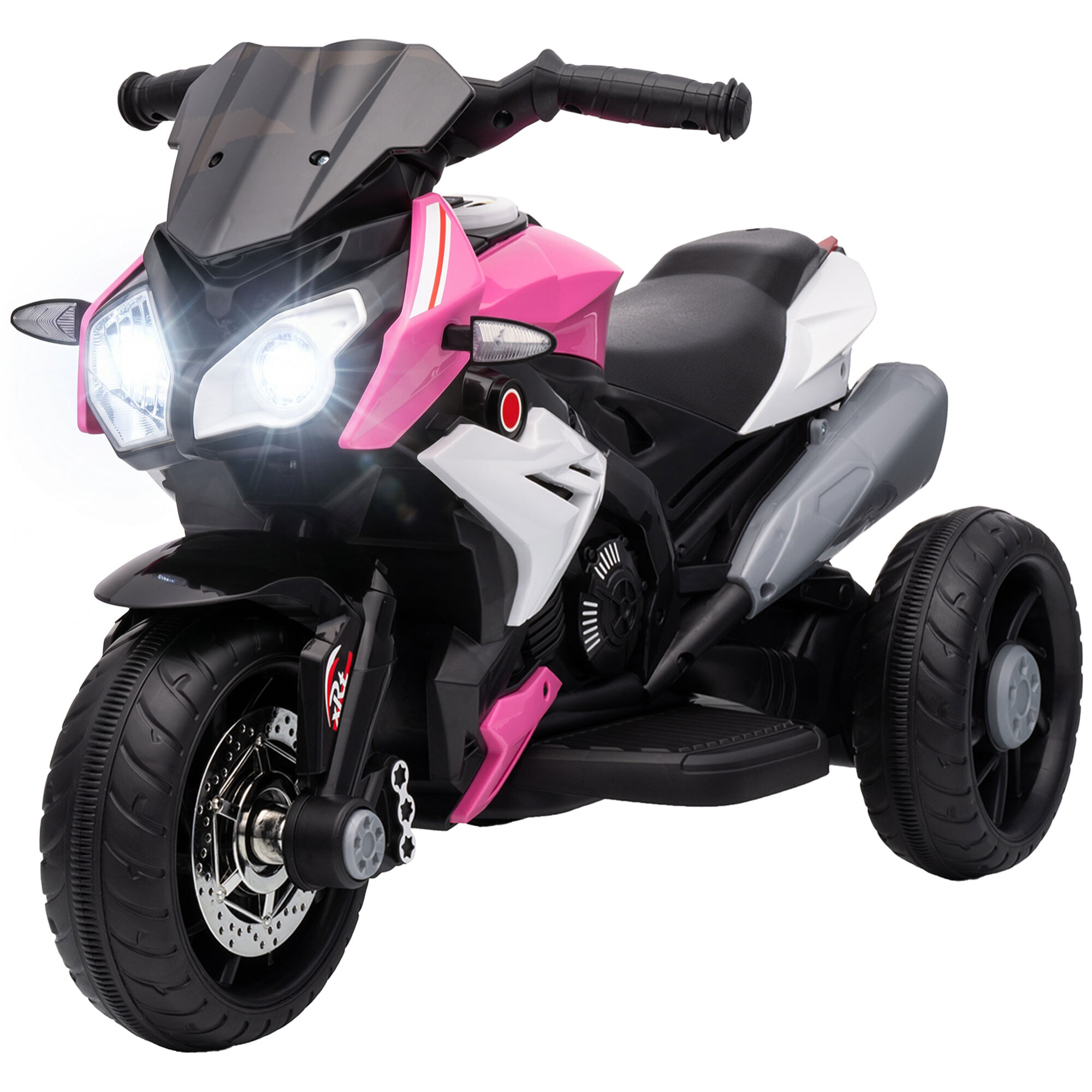 Moto électrique pour enfants 3 roues 6 V 3 Km/h effets lumineux et sonores rose