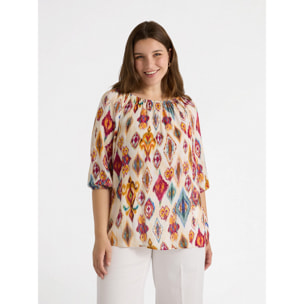 Fiorella Rubino - Blusa con estampado ikat - Beige
