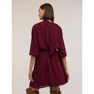 Motivi - Vestido fluido drapeado - Burgundy