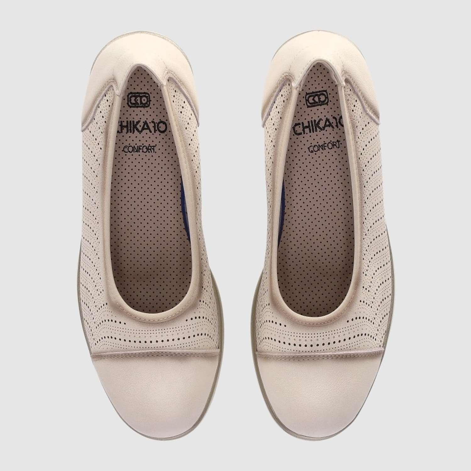 Zapatos de Piel - Beig - Tacón: 3 cm