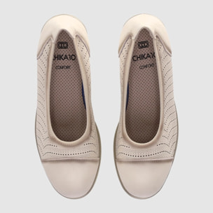 Zapatos de Piel - Beig - Tacón: 3 cm
