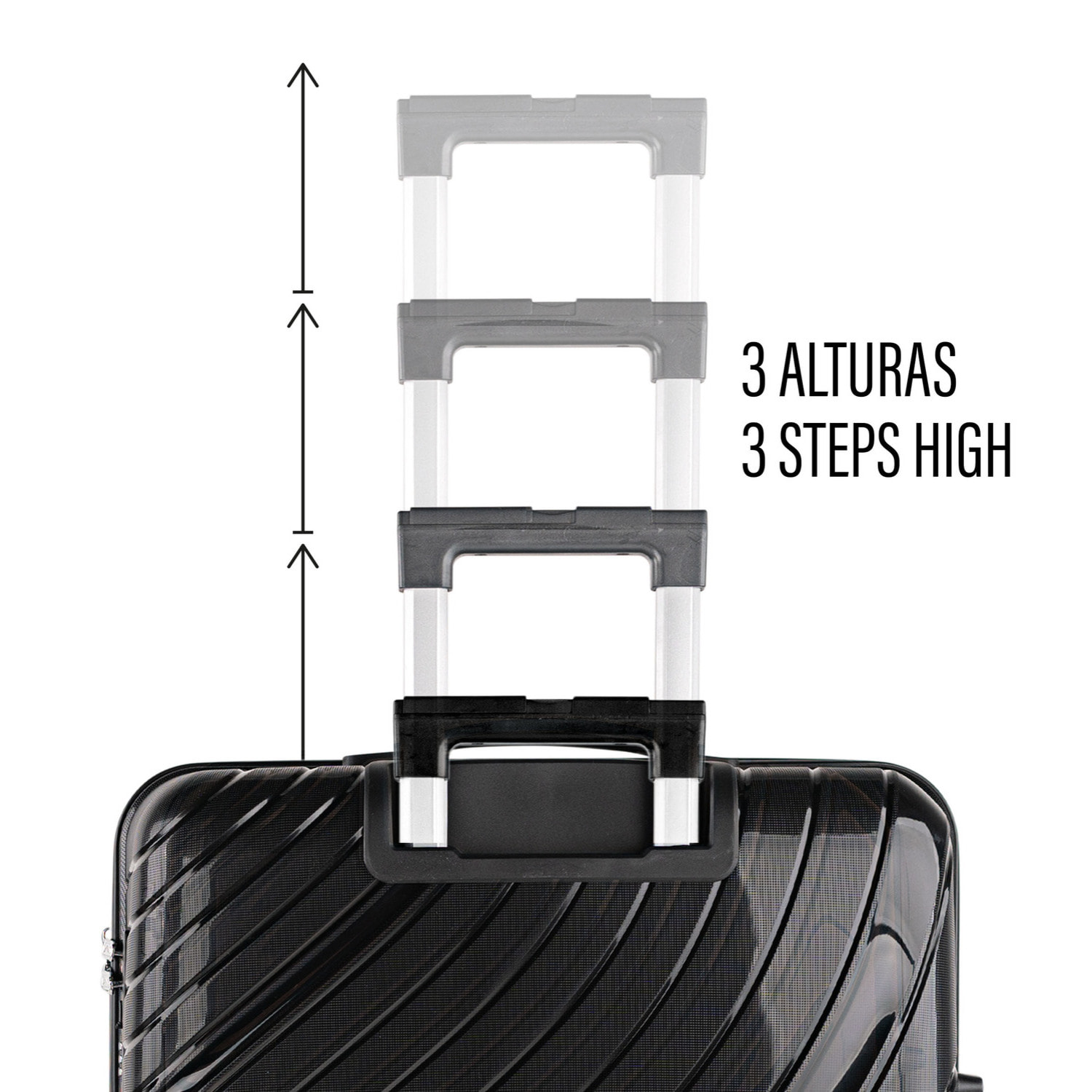 Juego De Maletas Rígidas Pp Itaca Danubio Negro