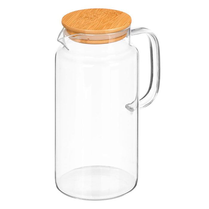 Giara rotonda in borosilicato con coperchio in bamboo 1,2L