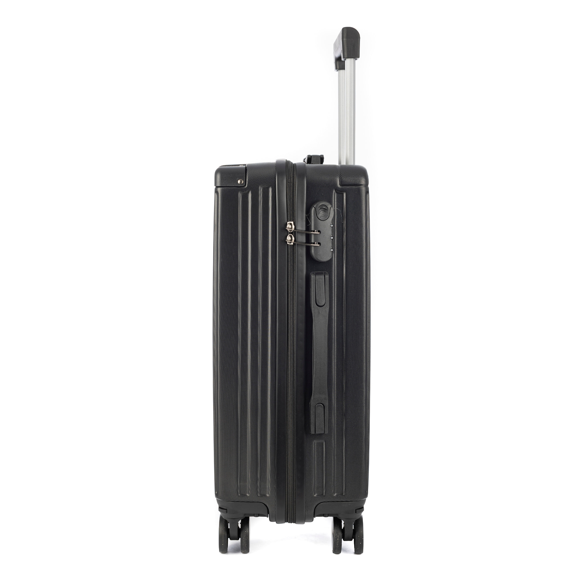 DAM Valigia grande volume trolley rigido ultraleggero, in ABS ad alta resistenza con angoli rinforzati. Chiusura numerica e 4 ruote doppie estraibili e rotanti a 360°. 50x29x76 Cm. Colore: Nero
