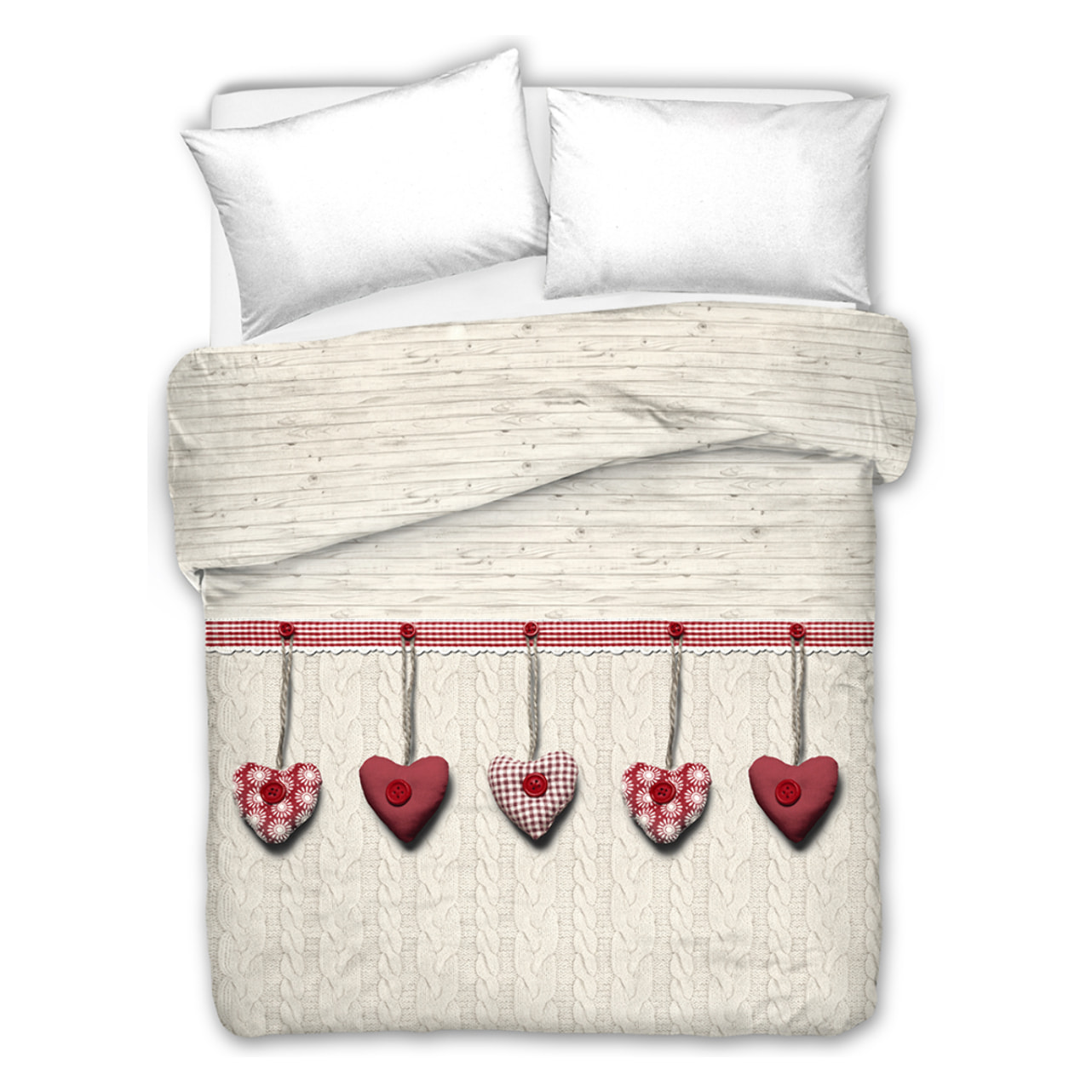 Copriletto di cotone cuore appeso rosso 100% cotone