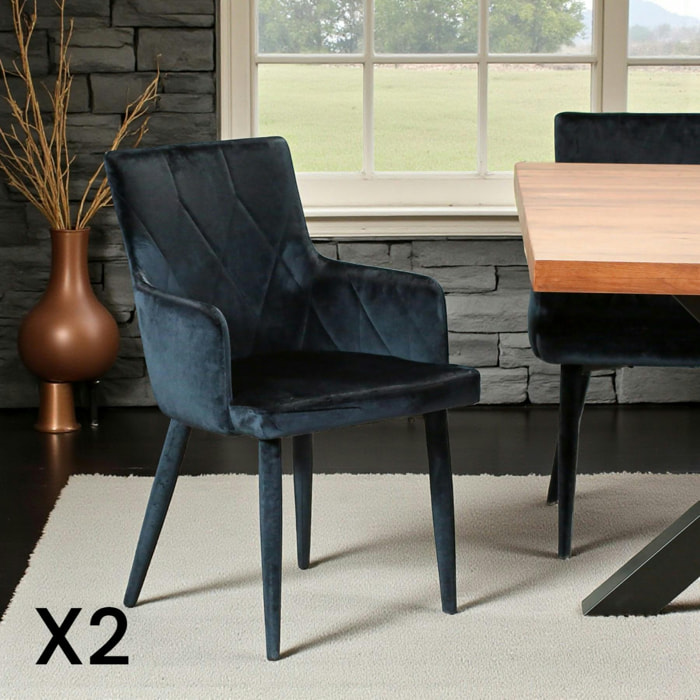 Fauteuil de table en velours bleu (lot de 2) HAWAI