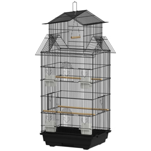 Cage à oiseaux design maison mangeoires perchoirs balançoire grande porte 8 trappes plateau déjection