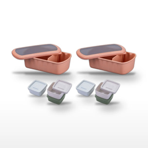 Lot 2 Lunchbox Terracotta et Set 3 Boîtes à Sauce Fackelmann Storage