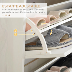 Armario de Zapatos Moderno Mueble Zapatero con 3 Cajones Abatibles para 12 Pares de Zapatos y Estante Ajustable para Pasillo Entrada 70x23,5x122 cm Blanco