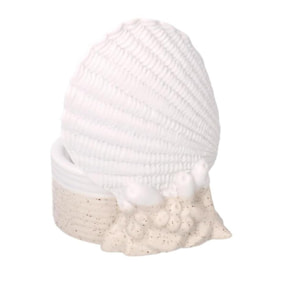 Portacandele in ceramica mare 1 posto bianco crema cmø8h12