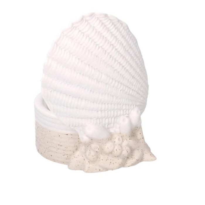 Portacandele in ceramica mare 1 posto bianco crema cmø8h12