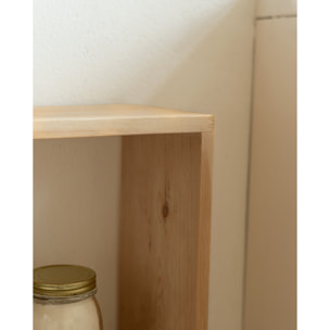 Estantería de madera maciza tono roble medio con 1 estante Alto: 74 Largo: 80 Ancho: 20