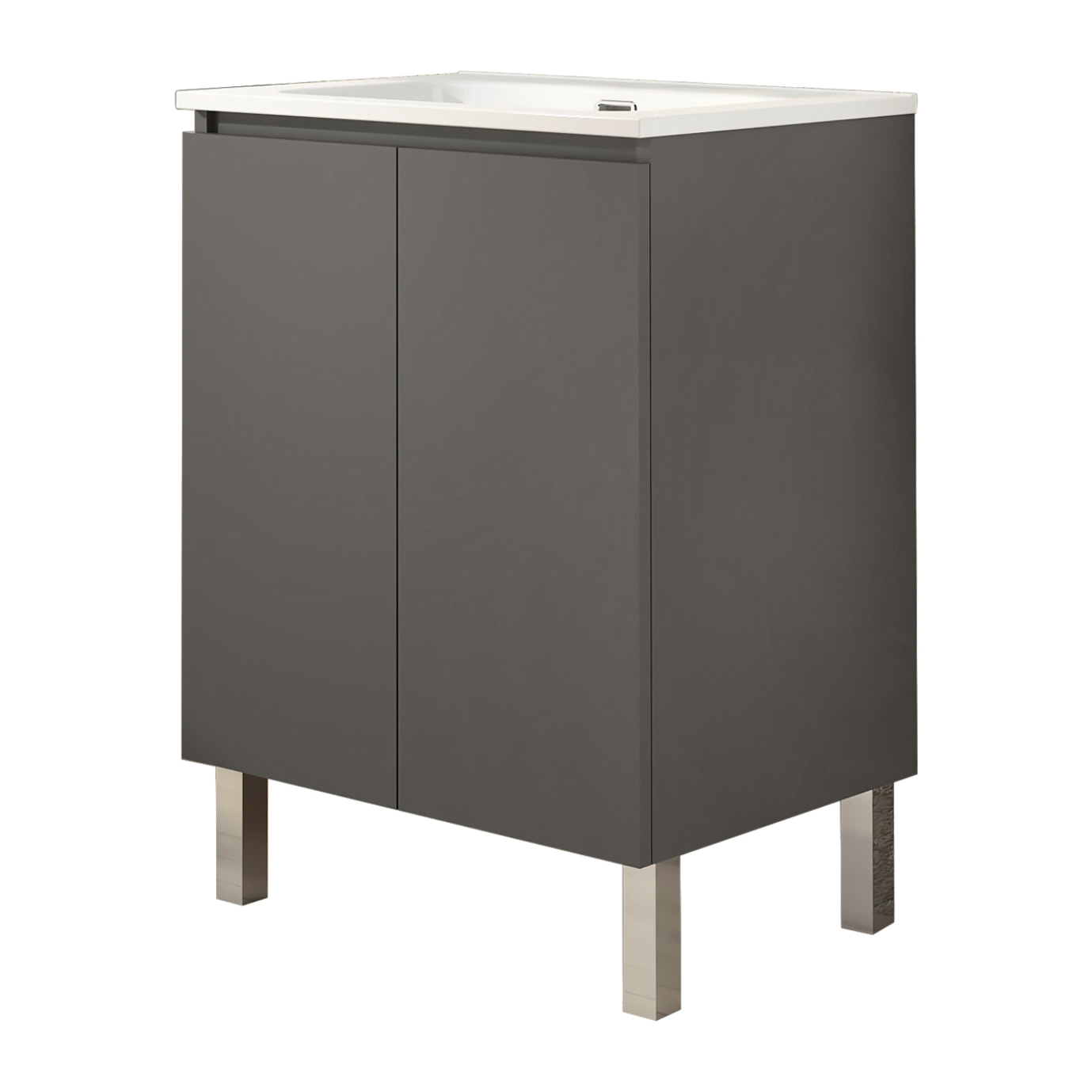 Ensemble de Salle de Bain Lust | 60 cm Gris Mat | Deux Portes | Lavabo Encastré | N'inclut pas le Miroir | Meuble Assemblé | Alday