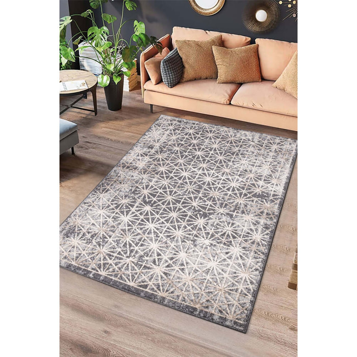 PAULA Alfombra de estilo vintage con relieve en gris, varias medidas disponibles.