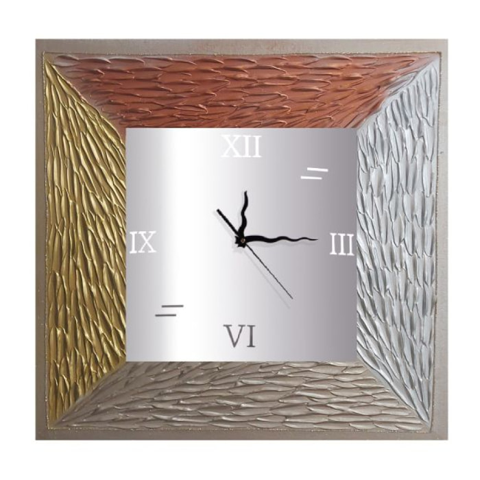 Reloj artesanal de pared Lux Oro - Plata - Rosa