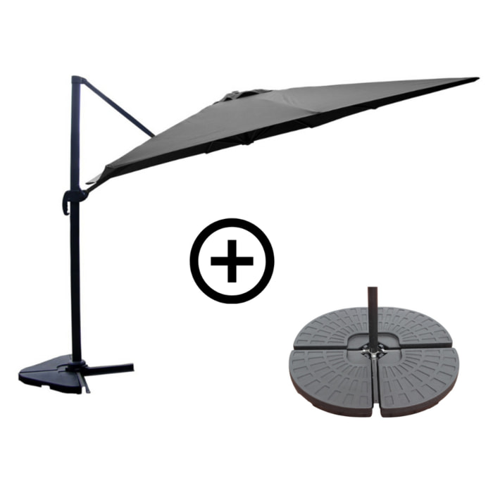 NAVIA Ensemble parasol écru et 4 dalles à lester