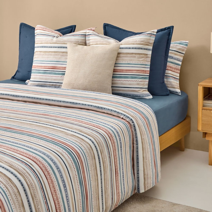 Funda nórdica rayas multicolor Onray color azul 100% Algodón percal