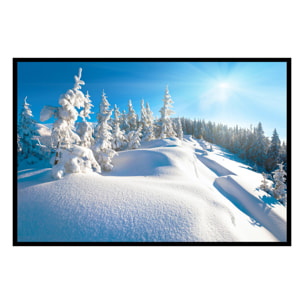 Affiche encadrée forêt enneigée lumière hivernale Affiche + cadre en métal - Noir