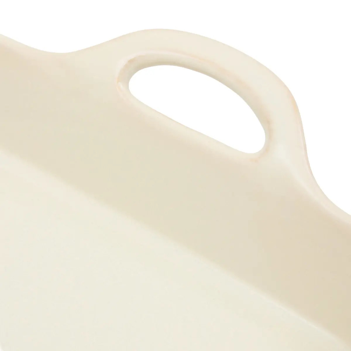 Plat carré en céramique Terre Inconnue 25x25cm beige