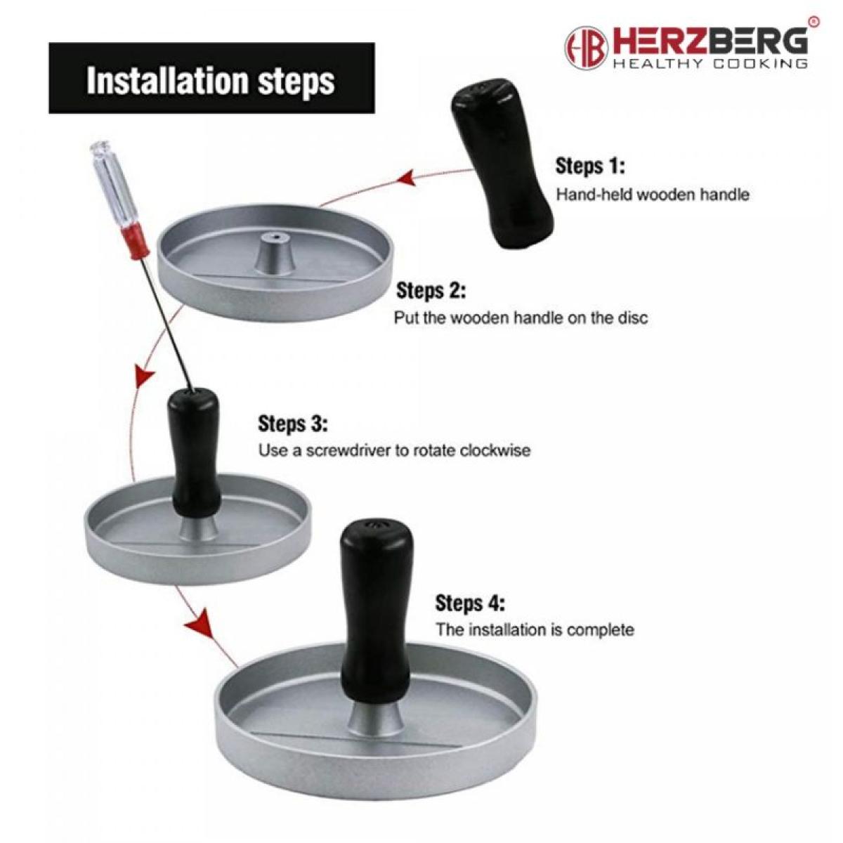 Presse à burger avec poignée en bois Herzberg HG8104