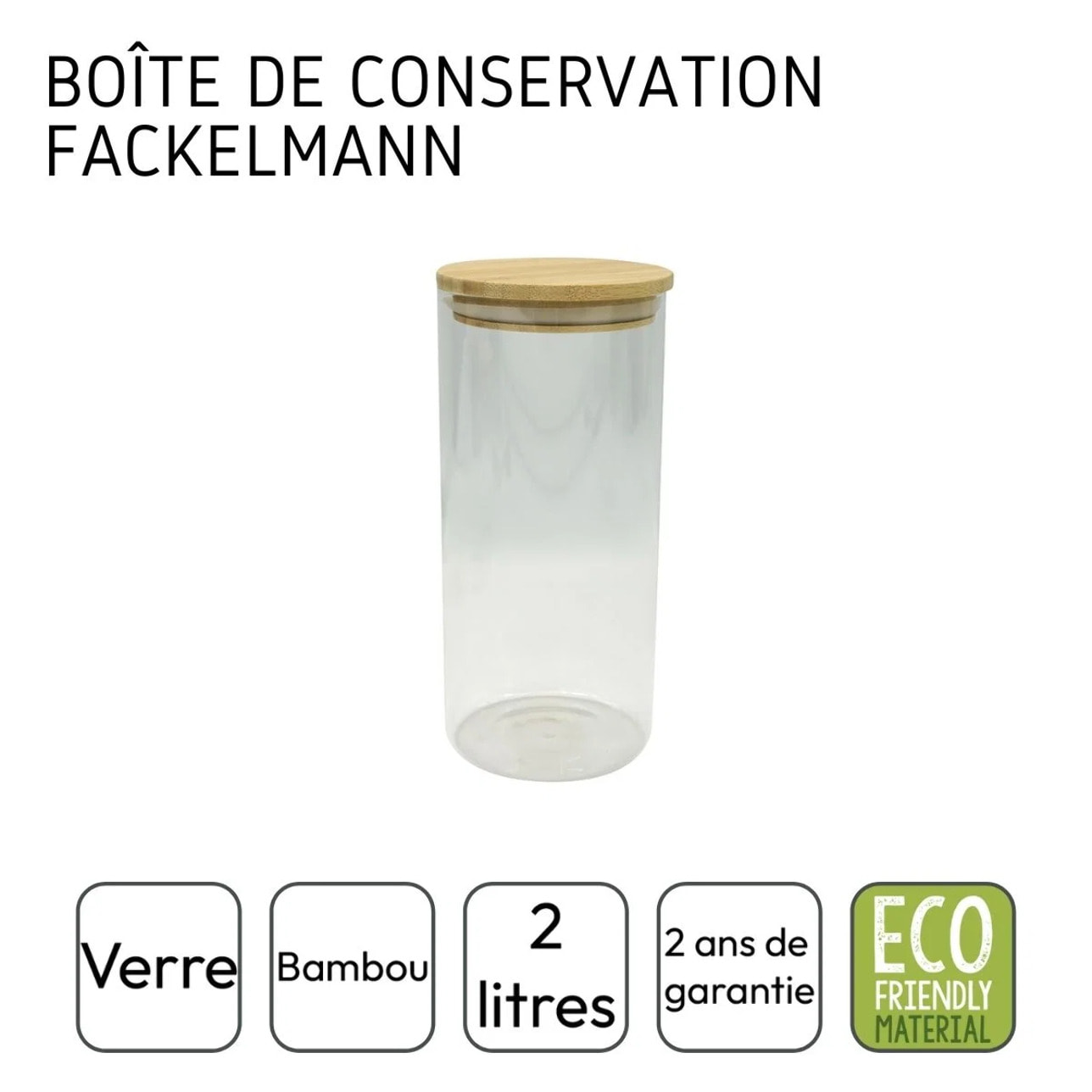 Boite de conservation en verre avec couvercle en Bambou Fackelmann Nature