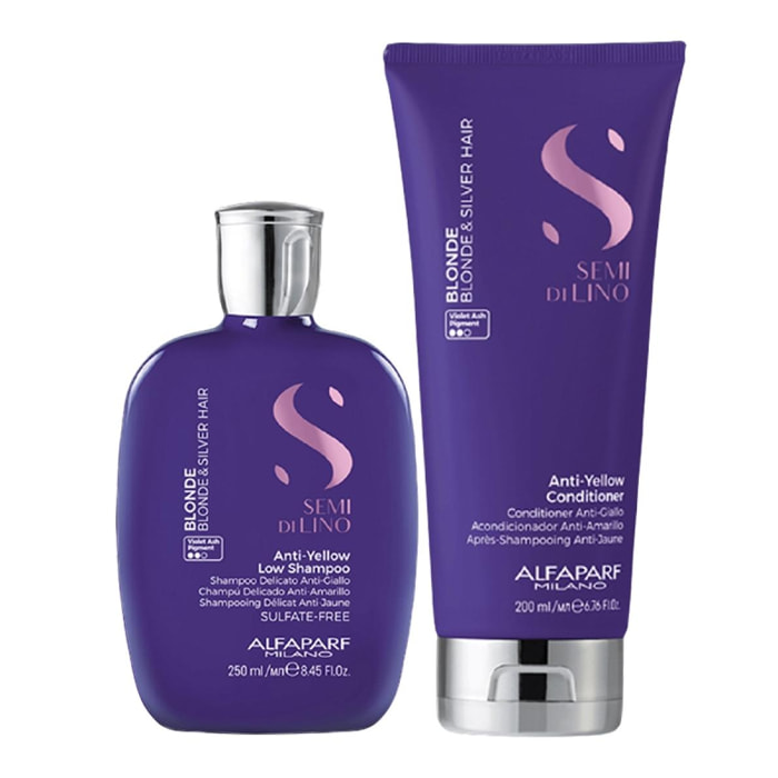 ALFAPARF MILANO Kit Semi Di Lino Anti-Yellow Low Shampoo 250ml + Conditioner 200ml