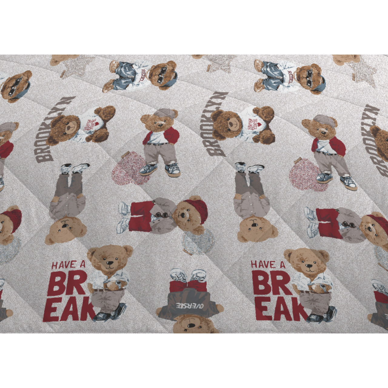 Trapunta Invernale 300gr Made in Italy Piumone Caldo Fantasia Orsetto Disegno Teddy Beige