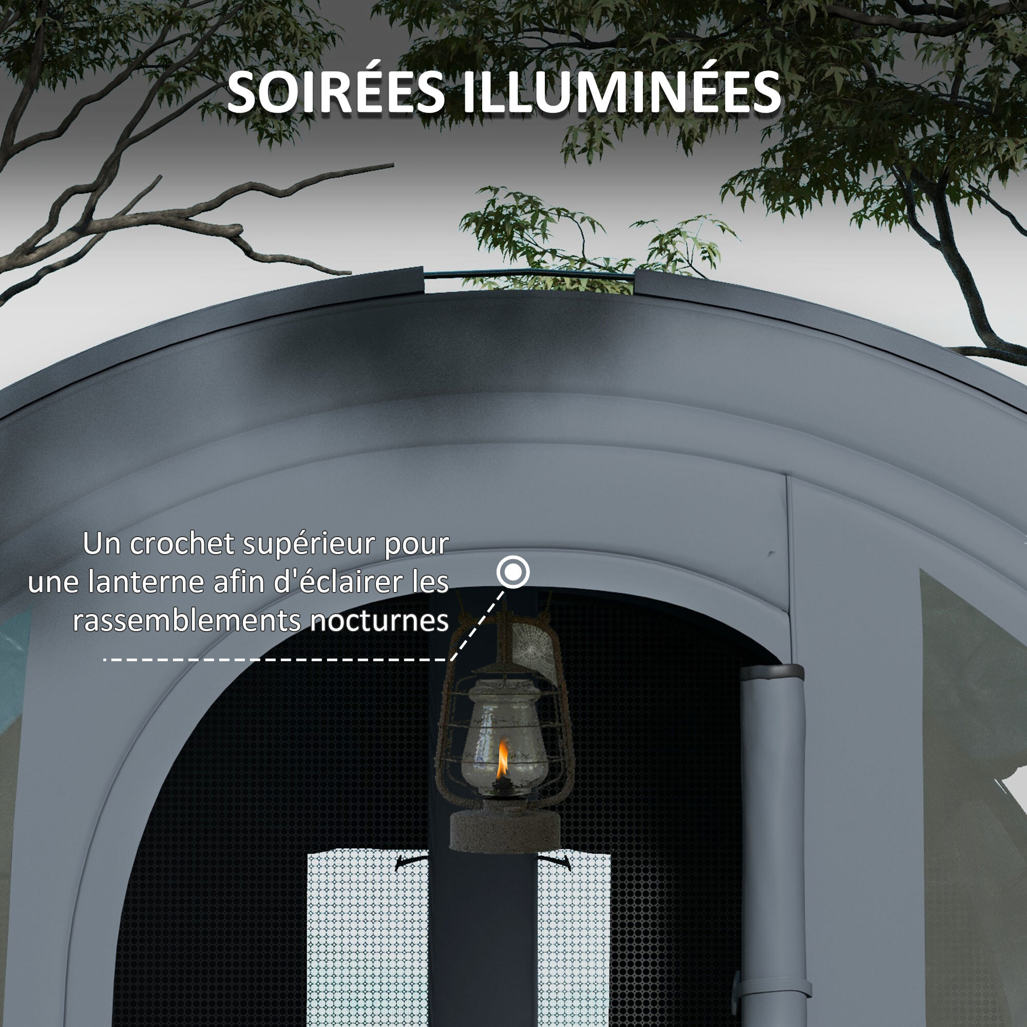 Tente de camping familiale 5-6 pers. étanchéité 3000 mm - 2 portes, sac - bleu gris