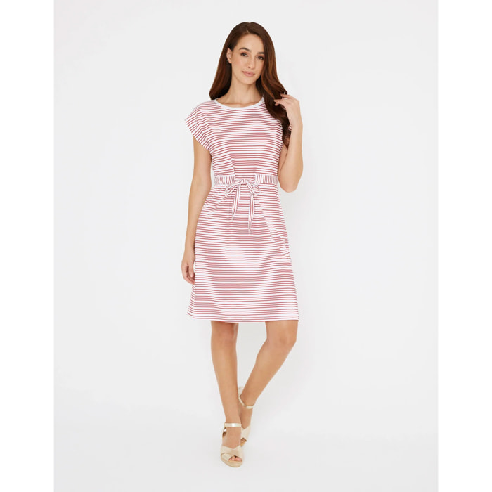 Vestido Corto Algodón de Rayas Rojo - Furia