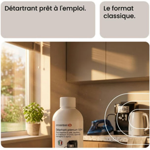 Détartrant ESSENTIELB Premium 500mL multi-appareils, efficace contre le calcaire
