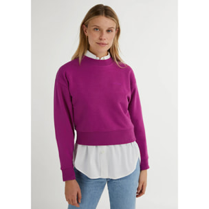 Sudadera de Mujer Embroidery Logo Cropped Crew Neck en Rosa D.Franklin