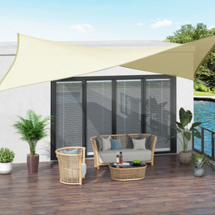 Voile d'ombrage carré 3 x 3 m polyéthylène haute densité résistant aux UV crème