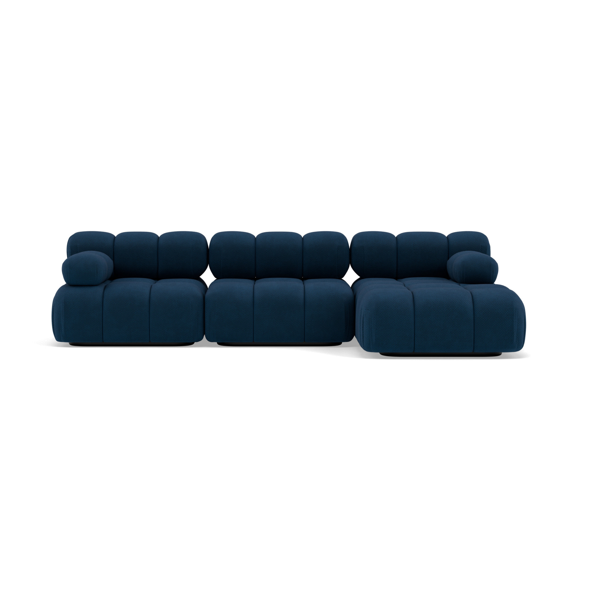 Ruby - canapé modulable d'angle droit 4 places en velours texturé - Bleu