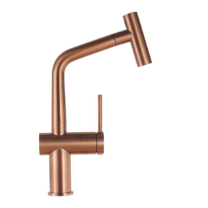 Timeless mitigeur d'évier à levier en acier inoxydable avec douchette extractible, monotrou, or rose brossé (TMLKF185BCP)