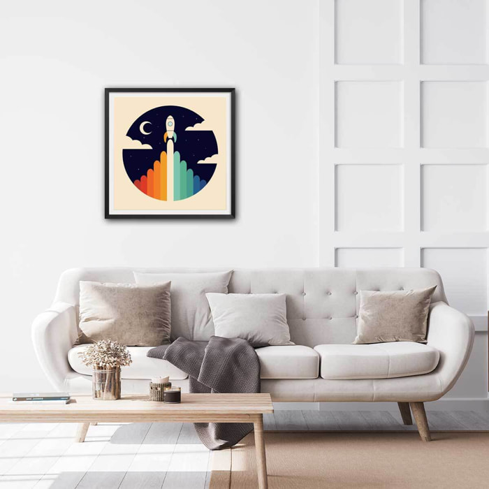 Affiche enfant astro up Affiche + cadre en bois - Noir