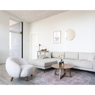 Nayeli - fauteuil avec pieds en bois d'hévéa - en tissu bouclette - Blanc
