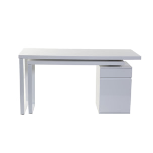 Bureau modulable avec rangements design blanc brillant L150-230 cm VOXY