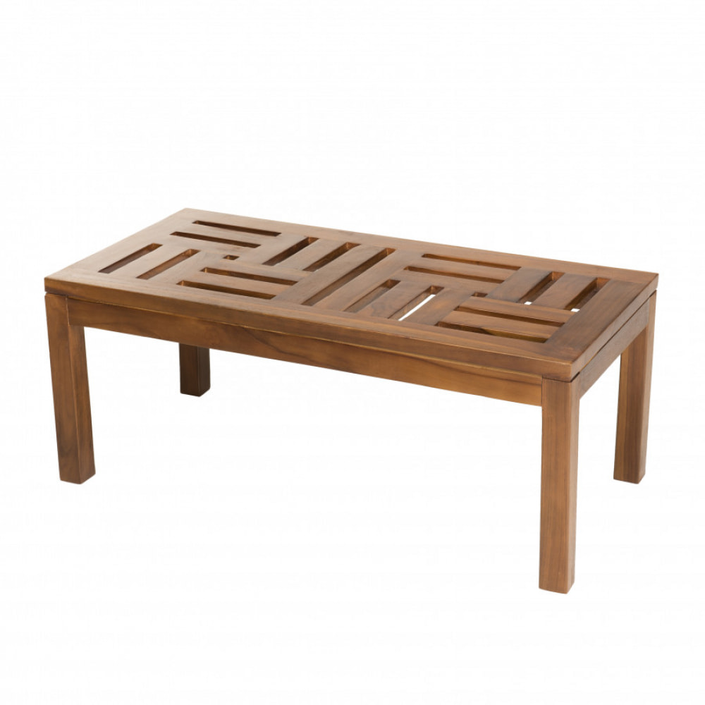 HANNA - Table basse de jardin rectangulaire 100 x 50 cm en bois teck huilé