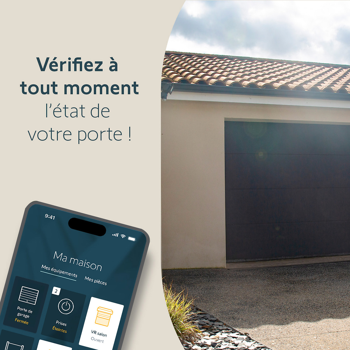 Motorisation porte de garage Serenia 1100 io Connect - Pilotable à distance avec smartphone et assistants vocaux