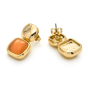 Pendientes con Ojo de Gato Naranja acabado oro 18k
