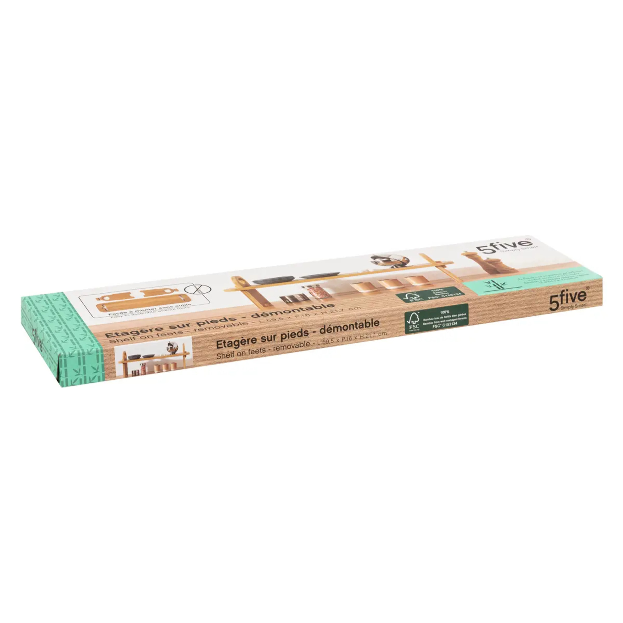 Étagère d'appoint 59x1cm sur pieds bambou