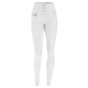 Pantaloni push up WR.UP® vita media tessuto navetta tinto in capo