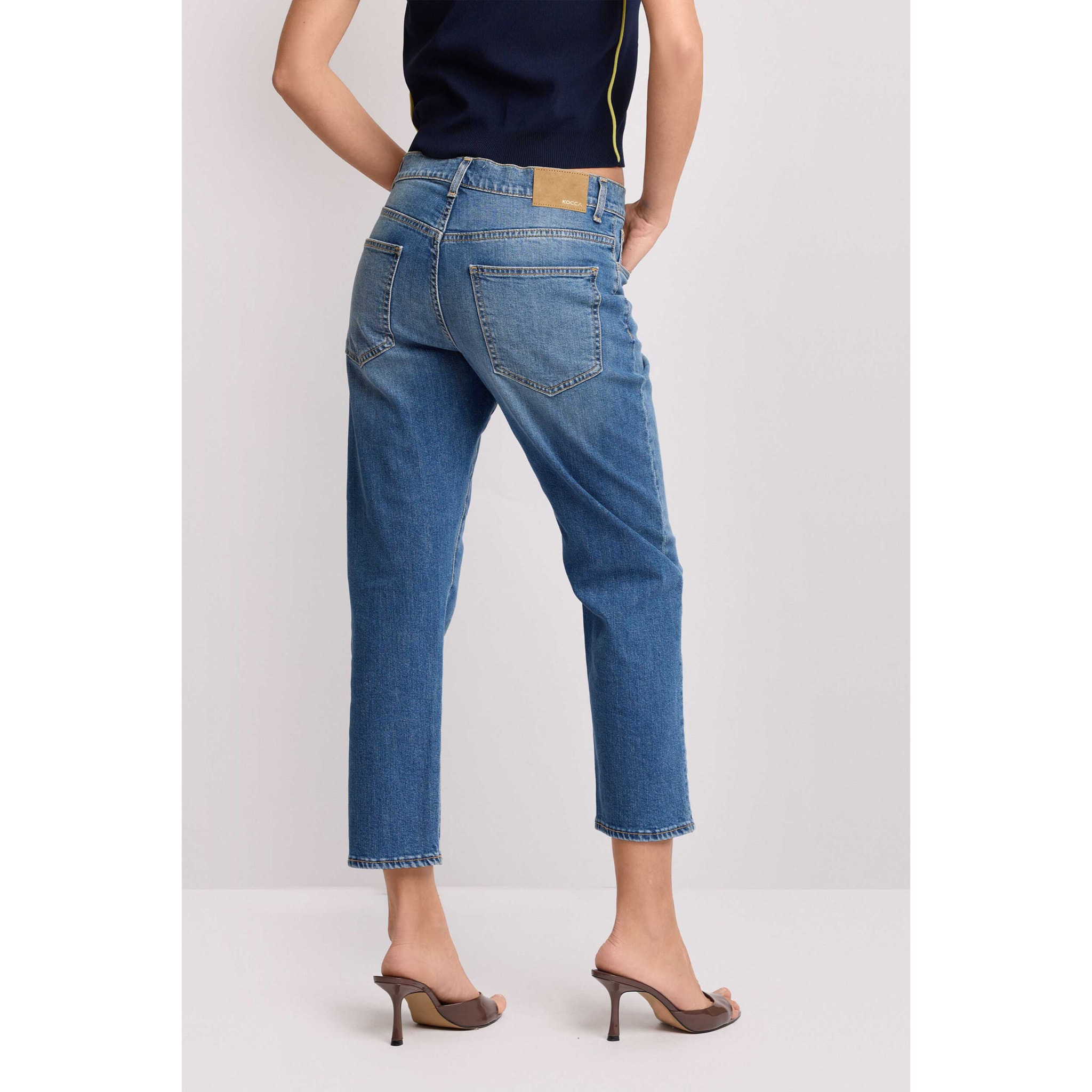 Kocca - Pantaloni denim fit cropped Donna, Denim