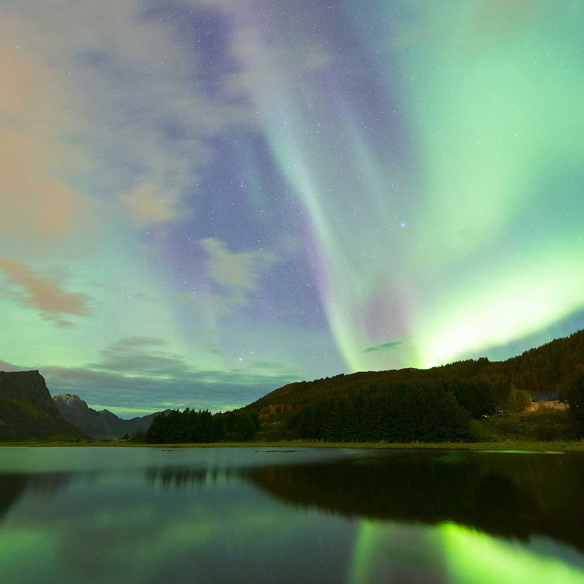 Affiche paysage norwayliht lofoten Affiche sous cadre bois