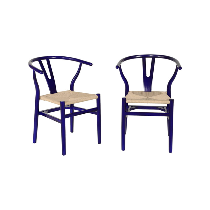 Chaise vintage bois de hêtre et cordes (lot de 2) CECILE