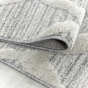 PISA - Tapis de salon rond à motif berbère gris - PIS4703GRI