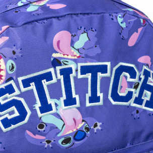 Mochila escolar de stitch - color morado - 32 x 12 x 42 cm - cierre de cremallera - asa ajustable - mochila resistente y duradera
